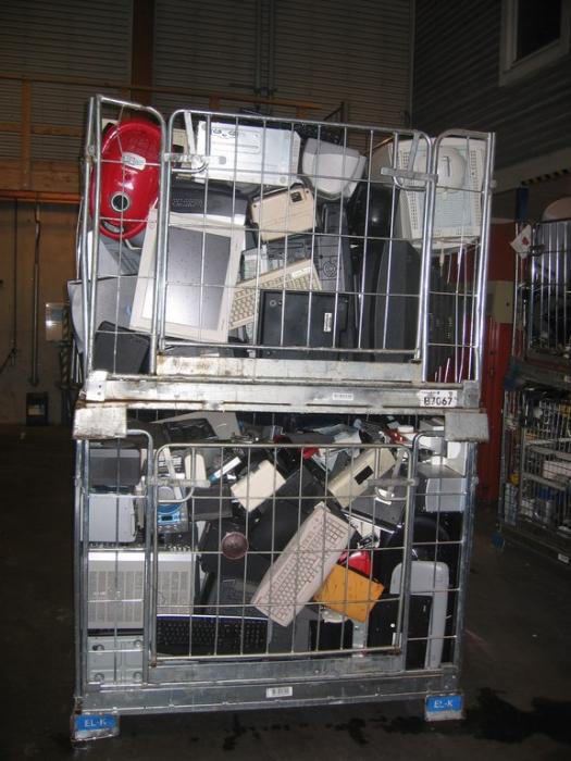 E-scrap for recycling, collected at Skelleftea, Sweden