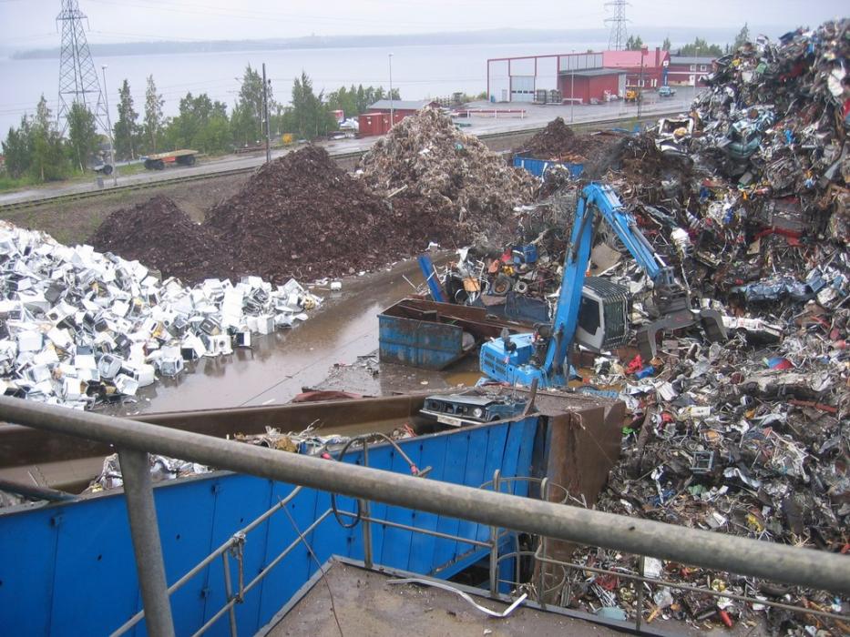 Sorted e-scrap fractions at Kuusakoski, Skelleftea, Sweden